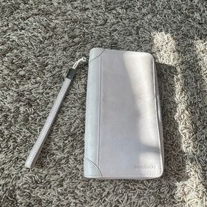 DORIS&JACKY Womens Leather Wallet Luxury  Zip Credit Card Holder wristlet. Pink